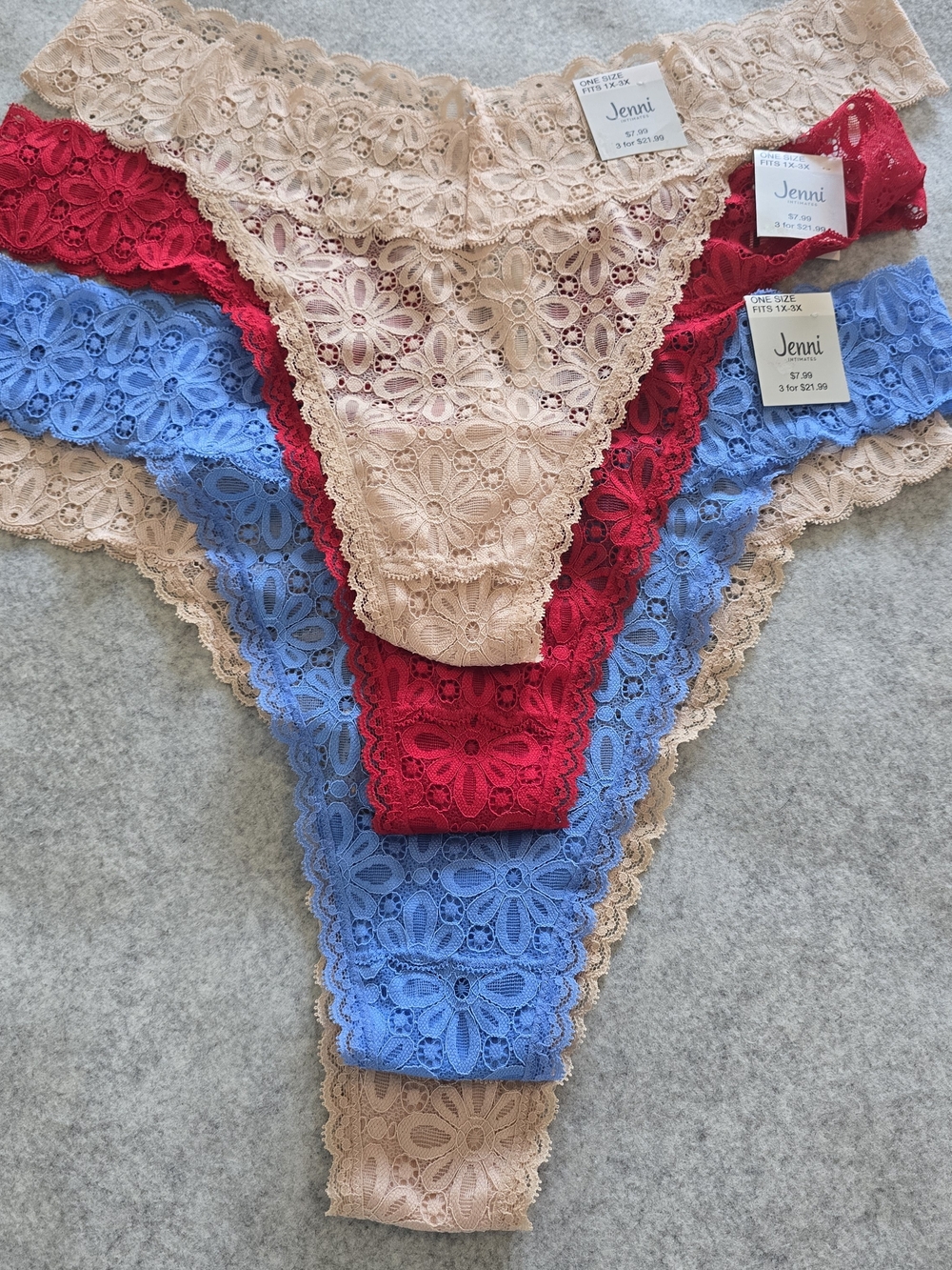 Jenni Intimates 4-Pair Thong Underwear Bundle – Size 1X–3X